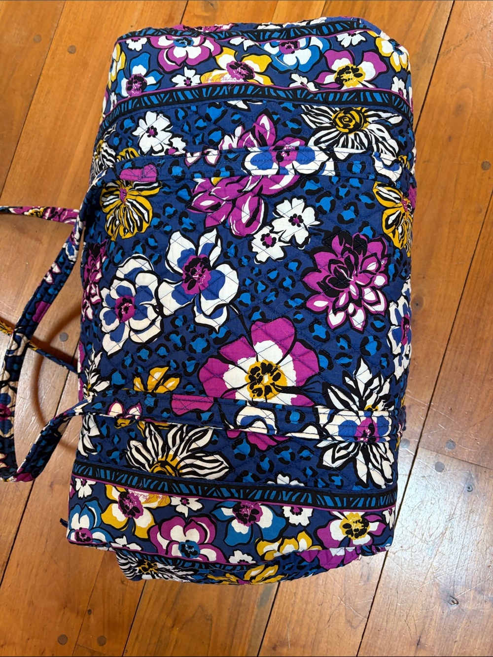 Vera Bradley Quilted Floral Duffel - Blue, Pink, Yellow - Picture 6 of 12